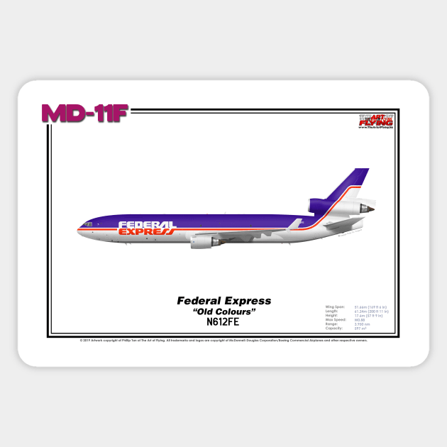 McDonnell Douglas MD-11F - Federal Express "Old Colours" (Art Print) Sticker by TheArtofFlying